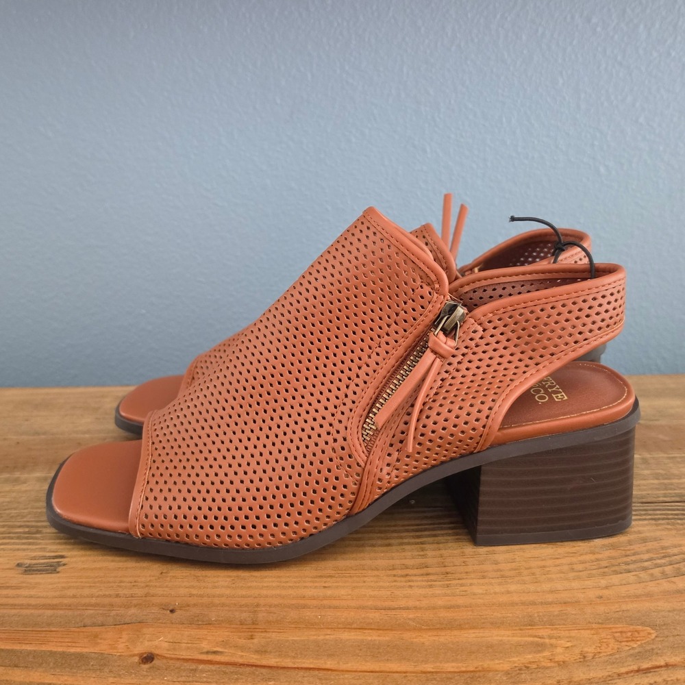 Frye and Co. Womens Oasys Sandal Slingback Cognac Perforated Block Heel Size 10M - Picture 10 of 11